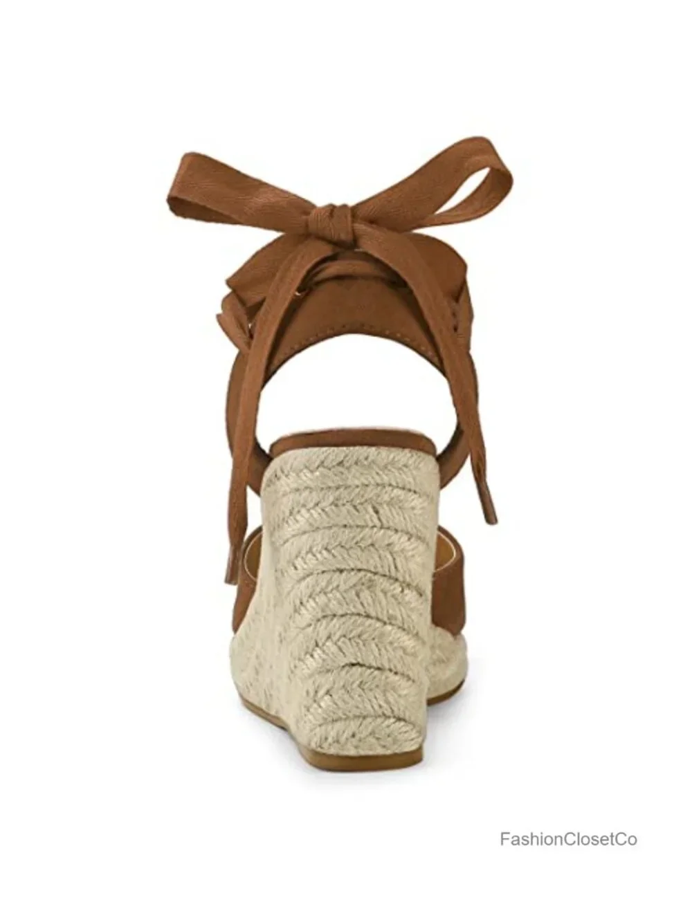 Faux Suede Espadrille Wedges Tie Up Closed Toe Platform Heels Summer Party